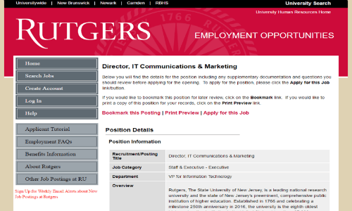 Example Job Description - Rutgers University