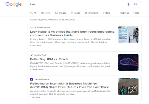 Google News Screenshot - Research Potential Employer