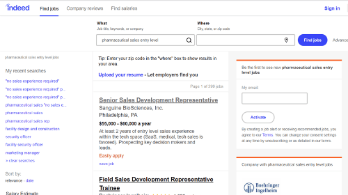 Screenshot - Pharmaceutical Jobs From Indeed/Search Results