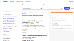 Screenshot - Indeed / Pharmaceutical Sales Jobs