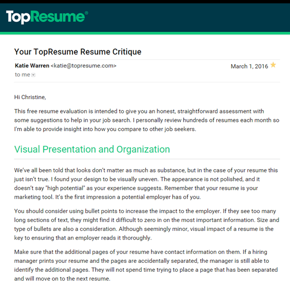 TopResume Resume Review - Christine